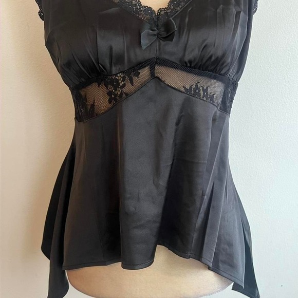 killstar zaria top sizse small black lace cami top with bow shark bite cut - Picture 2 of 6